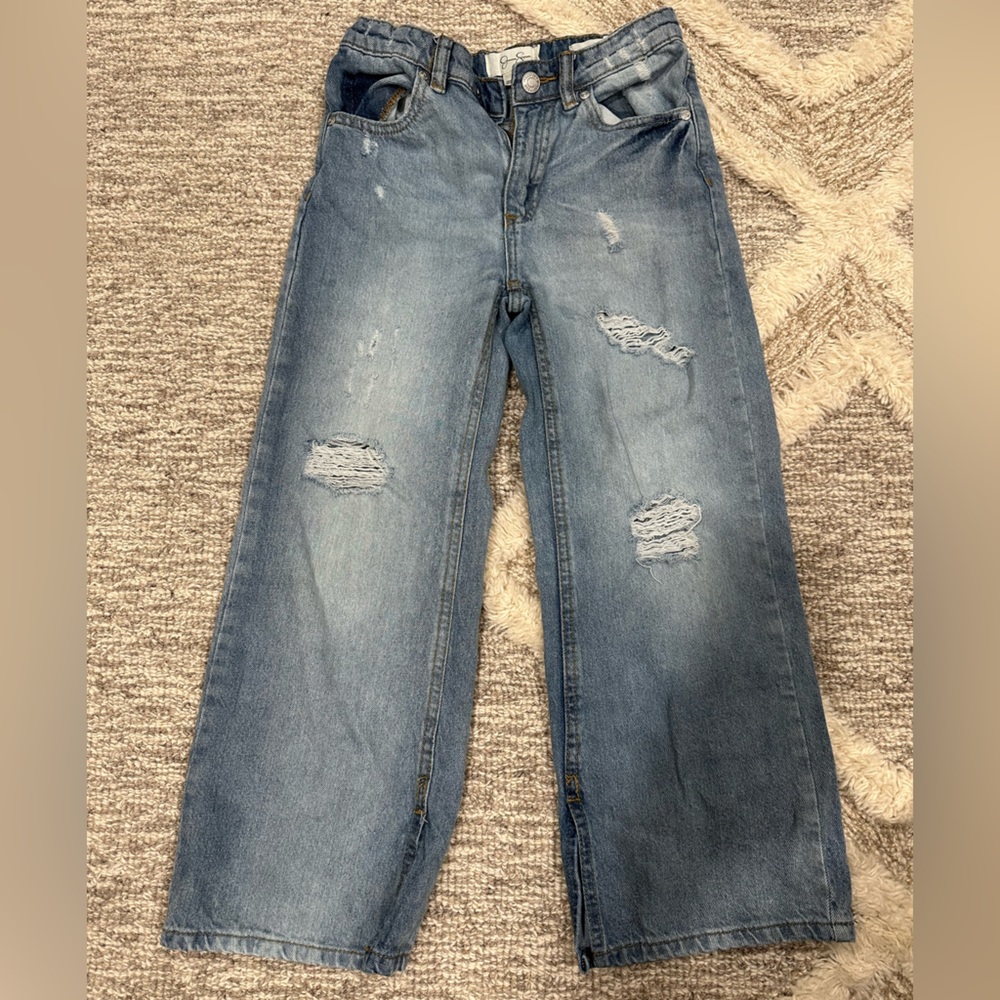Jessica Simpson Youth Jeans sz 8 Wide leg destructed
